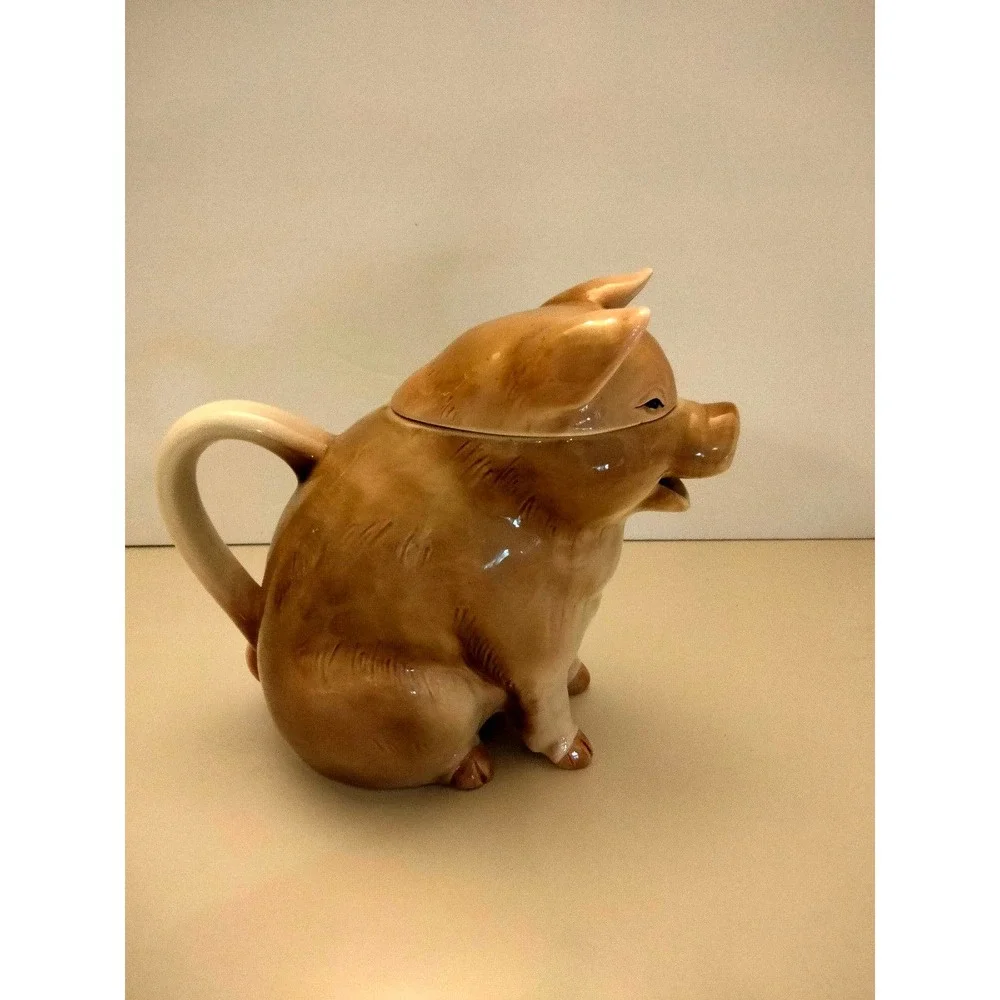 Vintage 1983 Otagiri Japan Pig teapot 6 3/4" tall - Picture 5 of 9